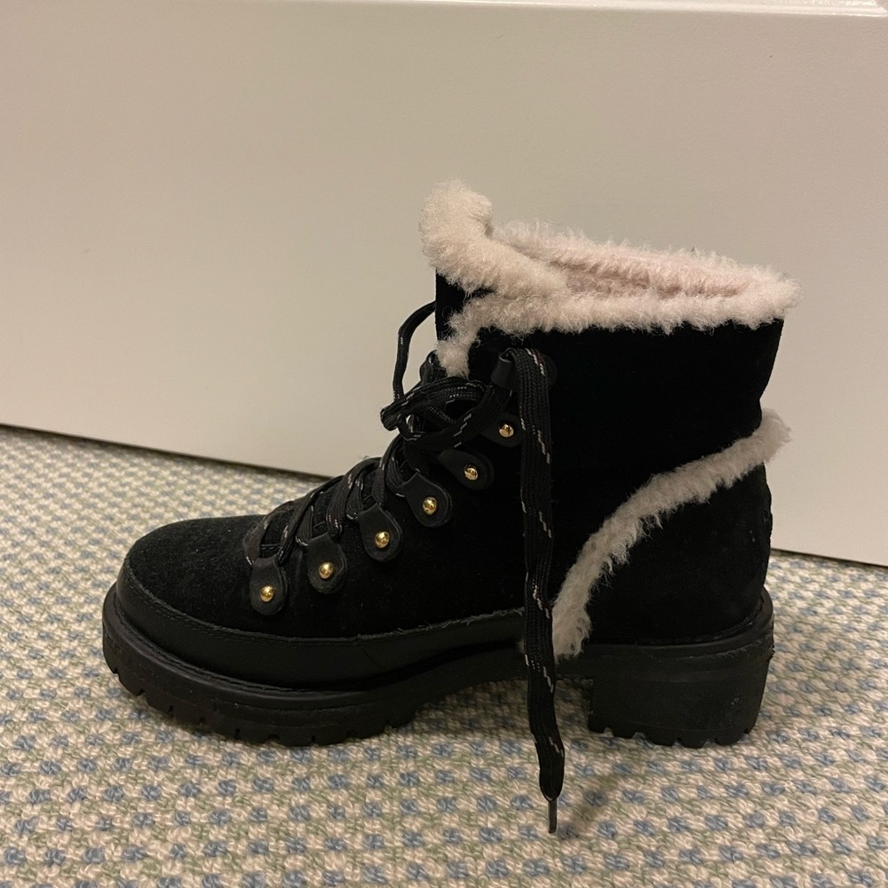 Tory Burch black shearling booties